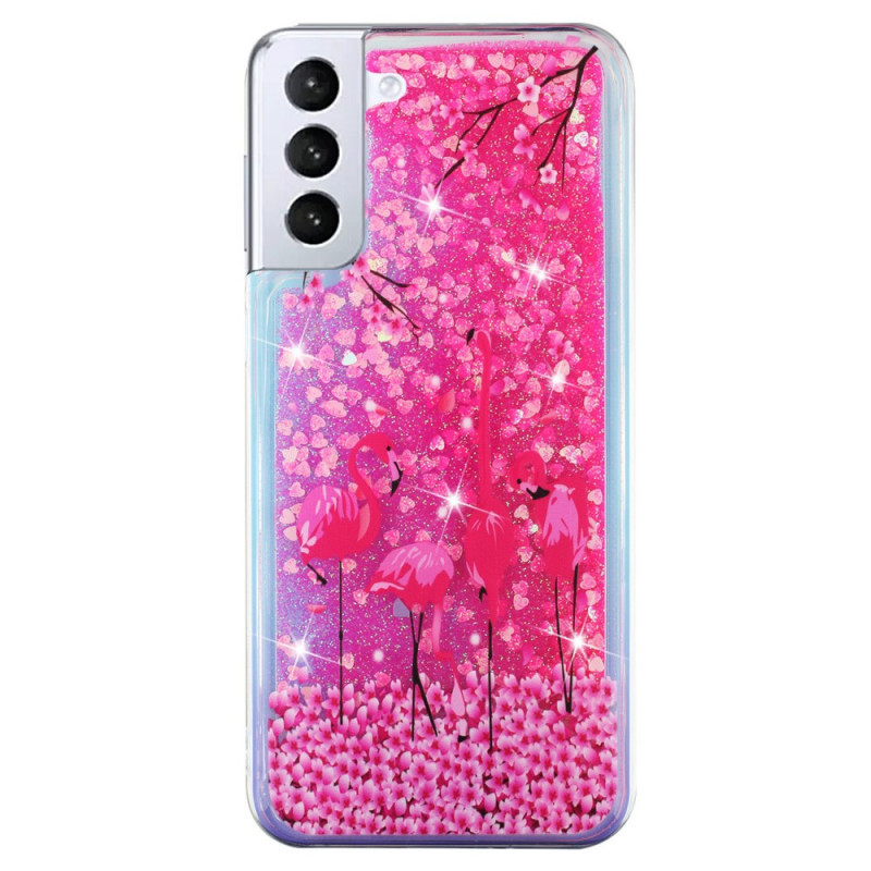 Custodia Samsung Galaxy S22 5G Paillettes Rosa Fenicottero