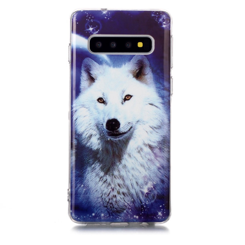 Samsung Galaxy S10 Custodia Wolf White Fluorescente