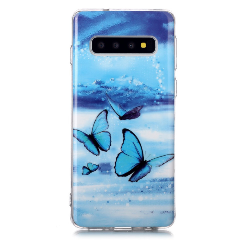 Samsung Galaxy S10 Custodia a farfalla blu fluorescente