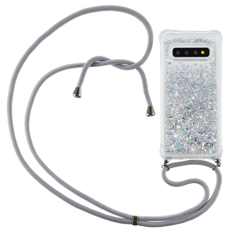 Samsung Galaxy S10 Custodia glitterata con cordino