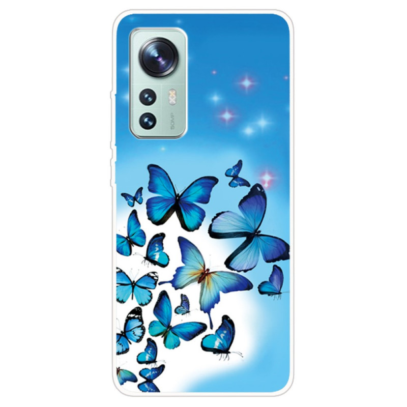 Xiaomi 12 / 12X / 12S Custodia in silicone Farfalle blu