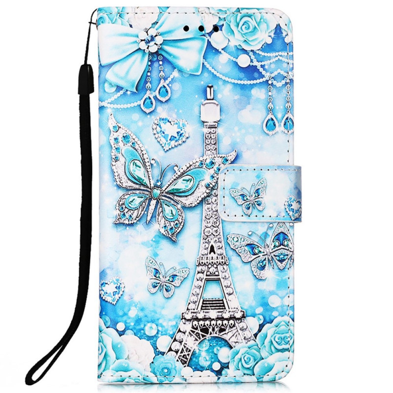 Samsung Galaxy A33 5G Custodia Torre Eiffel Farfalle con cinturino