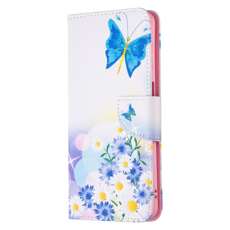 Samsung Galaxy M52 5G Custodia con farfalla e fiori