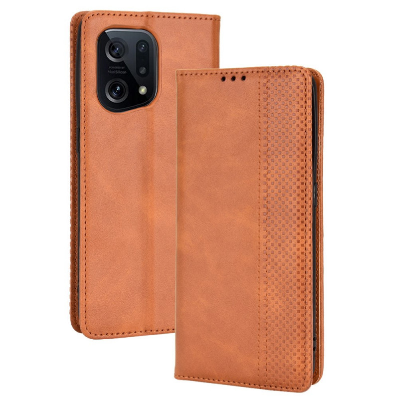 Flip Cover Oppo find X5 effetto pelle Vintage Stylish