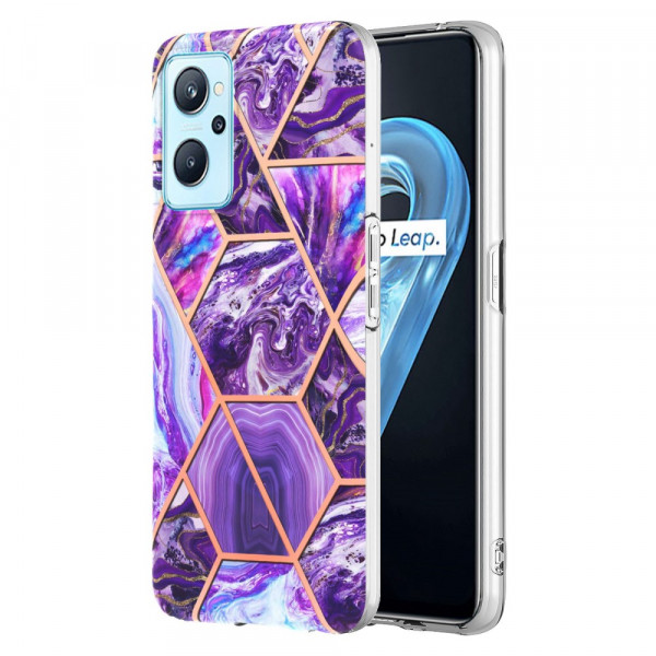 Oppo A76 / Realme 9i Custodia geometrica marmo
 lucido