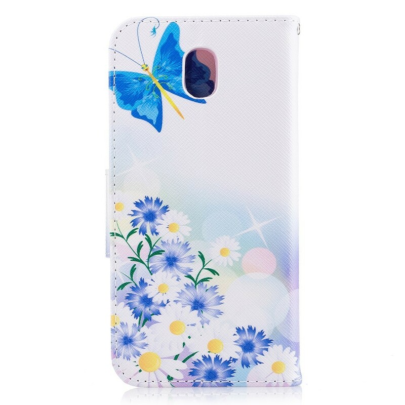 Samsung Galaxy J3 2017 Custodia dipinta con farfalle e fiori