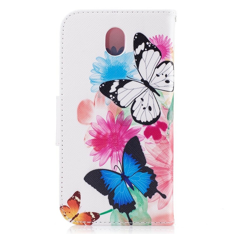 Samsung Galaxy J5 2017 Custodia dipinta con farfalle e fiori