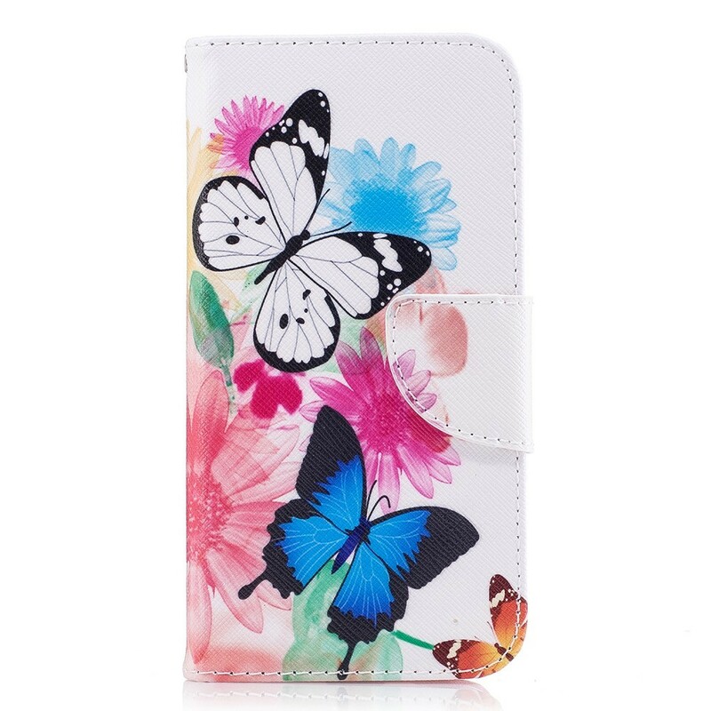 Samsung Galaxy J7 2017 Custodia dipinta con farfalle e fiori