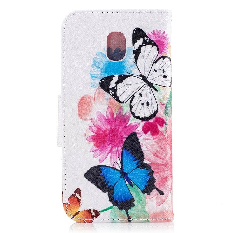 Samsung Galaxy J7 2017 Custodia dipinta con farfalle e fiori