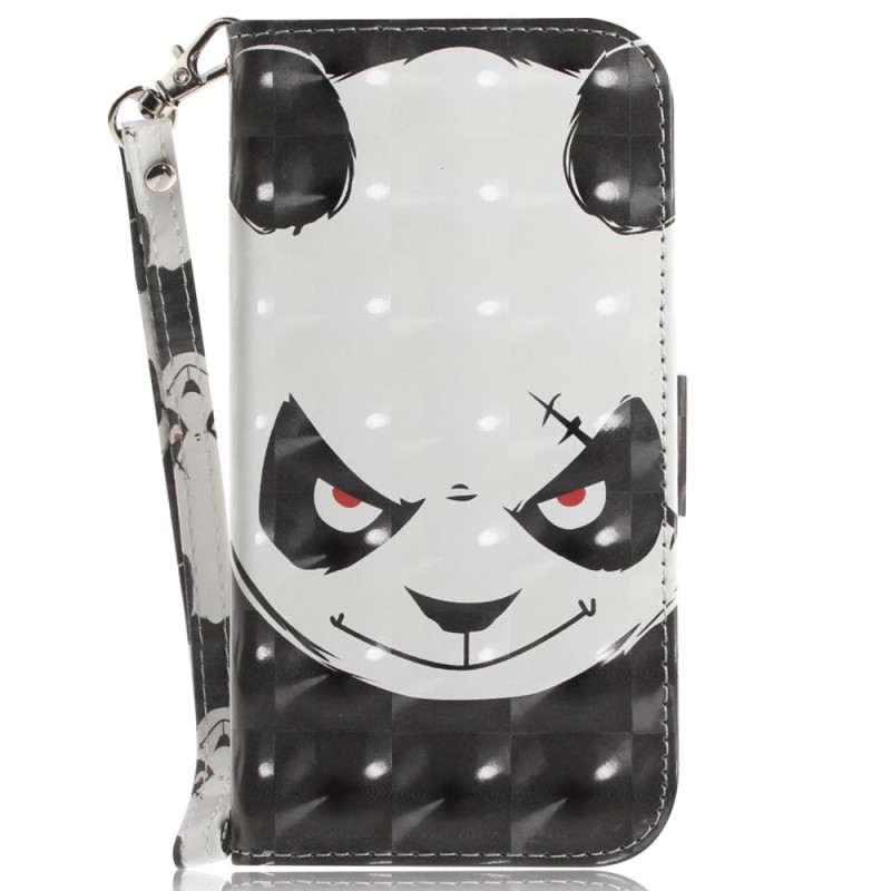 Xiaomi Redmi 10C Custodia con cinturino con panda arrabbiato