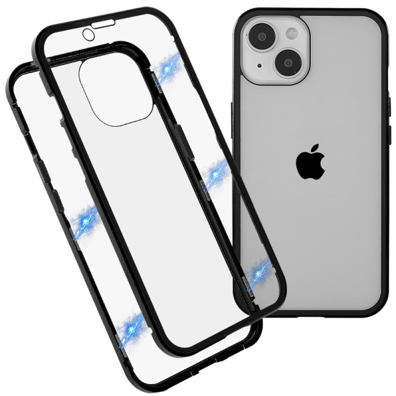 Custodia in metallo e vetro temperato anteriore e posteriore per iPhone 14