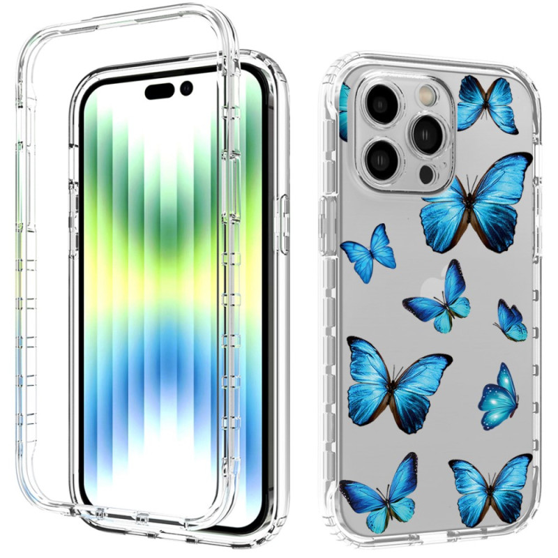 iPhone 14 Pro Max Custodia rinforzata Farfalle blu