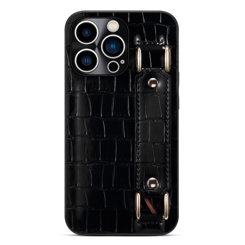 Custodia iPhone 14 Pro Max Portacarte con cinturino in coccodrillo