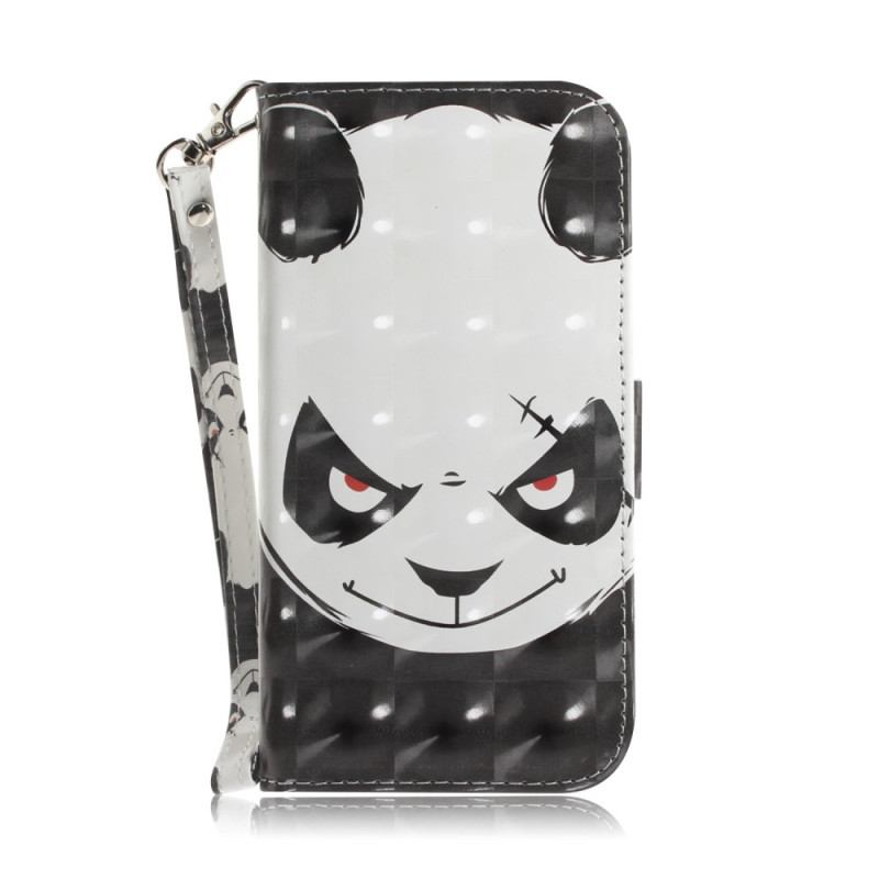 Custodia con cinturino per iPhone 14 Plus Angry Panda