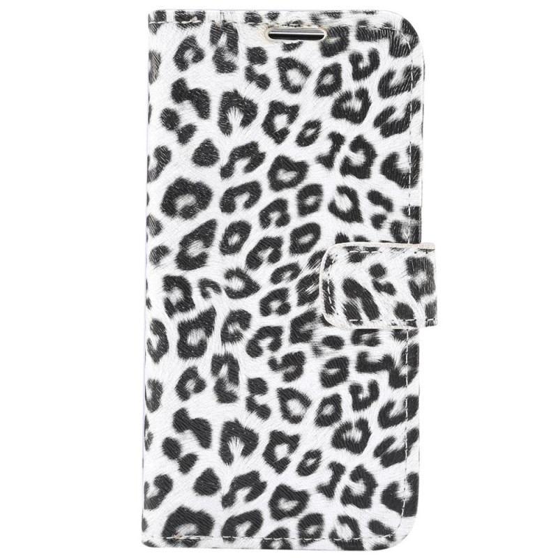 Custodia per iPhone 14 Plus in stile pelle di leopardo