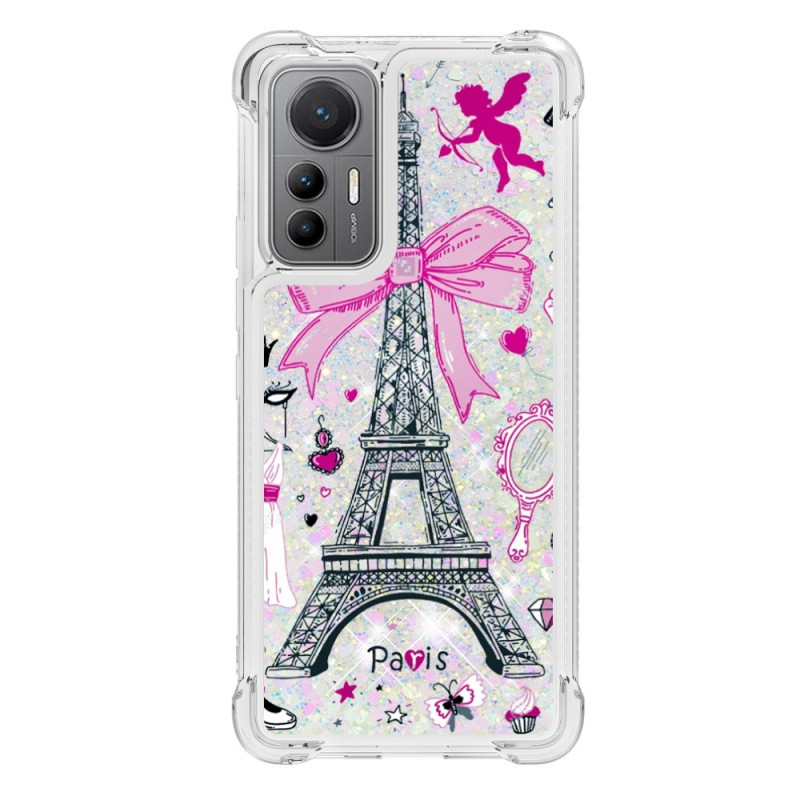 Xiaomi 12 Lite Custodia Glitter Torre Eiffel