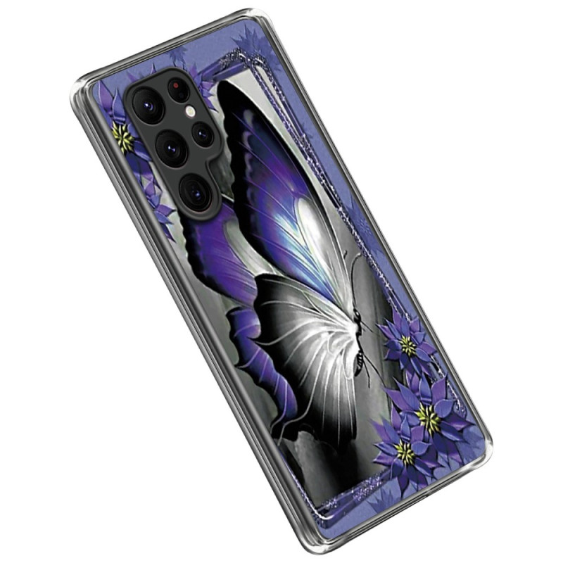 Samsung Galaxy S23 Ultra 5G Custodia a farfalla viola