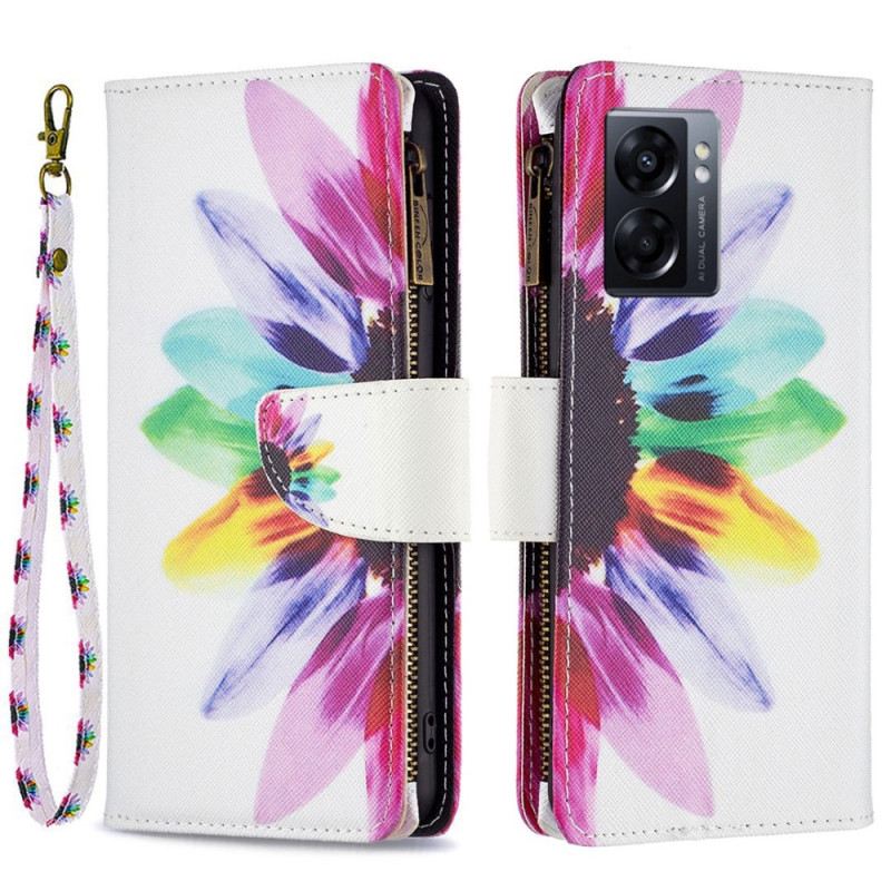 Custodia Oppo A77 5G / A57 5G Zipped Pocket Flower