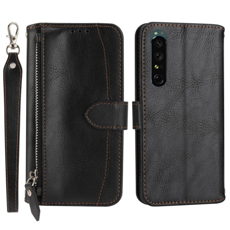 Sony Xperia 1 IV Custodia a portafoglio con cinghia e tracolla