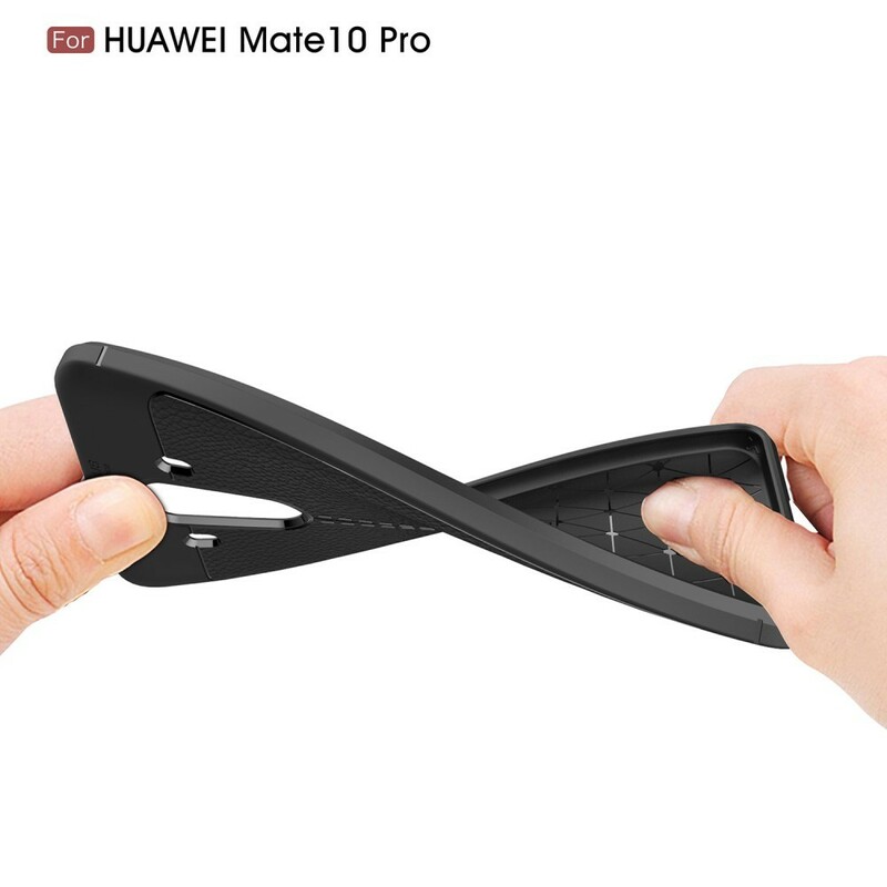 Huawei Mate 10 Pro Custodia in pelle effetto litchi Doppia linea