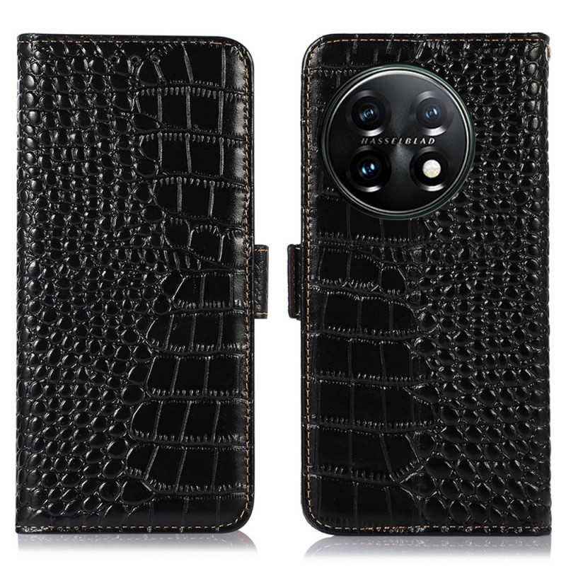 Custodia RFID in stile coccodrillo per OnePlus 11 5G