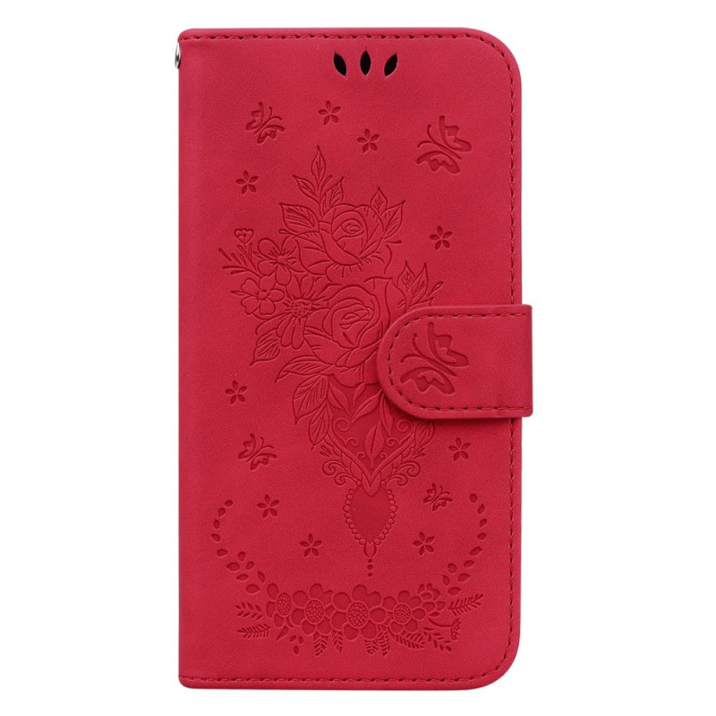 Custodia Xiaomi Redmi Note 12 4G rosa e cinturino a farfalla