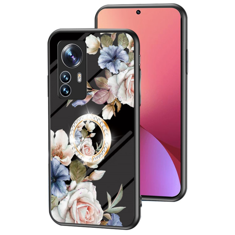 Coque Xiaomi 12 / 12X Verre Trempé avec Anneau Fleurs