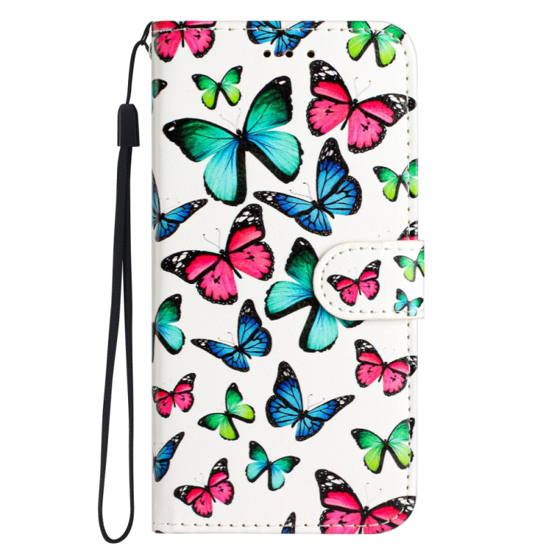 Sony Xperia 10 V Custodia con cinturino con farfalle colorate