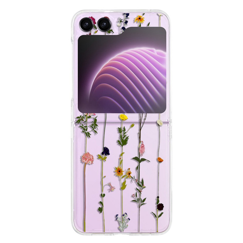 Samsung Galaxy Z Flip 5 Custodia trasparente a fiori piccoli