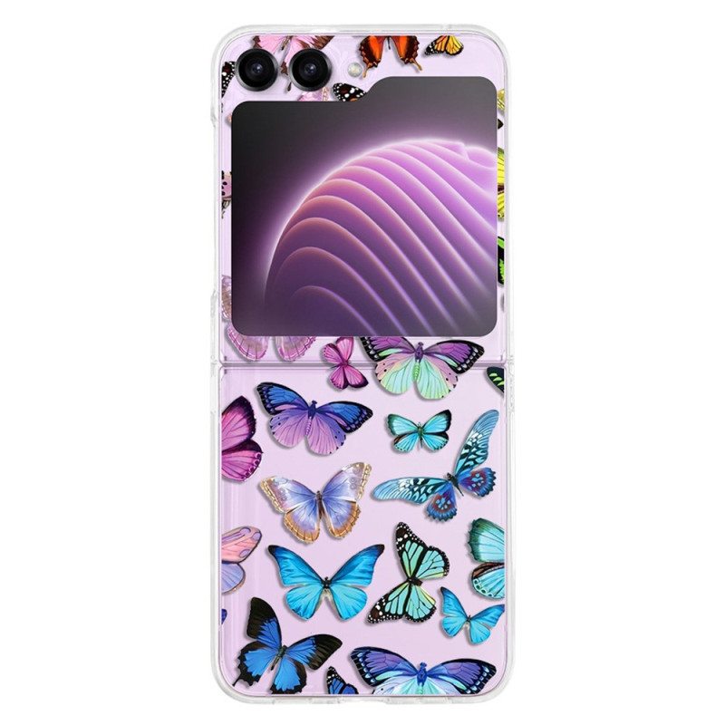 Samsung Galaxy Z Flip 5 Custodia trasparente con farfalle colorate