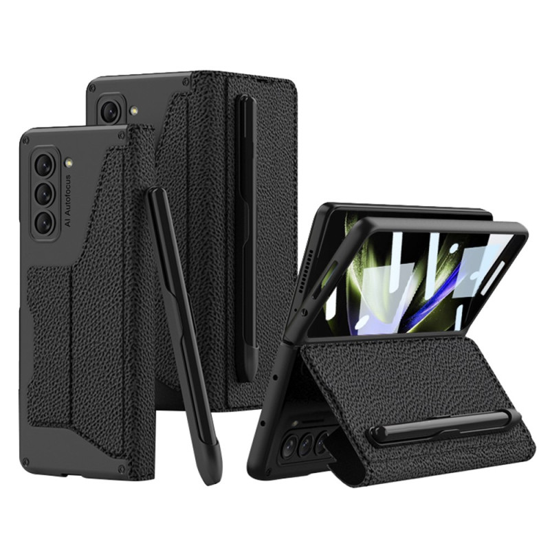 Samsung Galaxy Z Fold 5 Custodia in pelle Litchi Porta stilo e protezione schermo