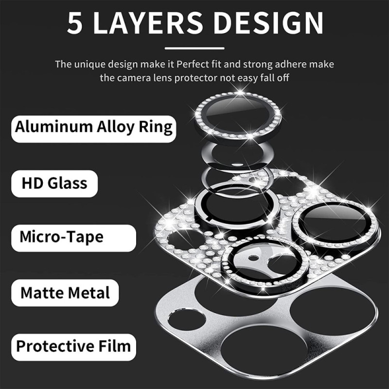 Protezione della lente con strass per iPhone 13 Pro e 13 Pro Max