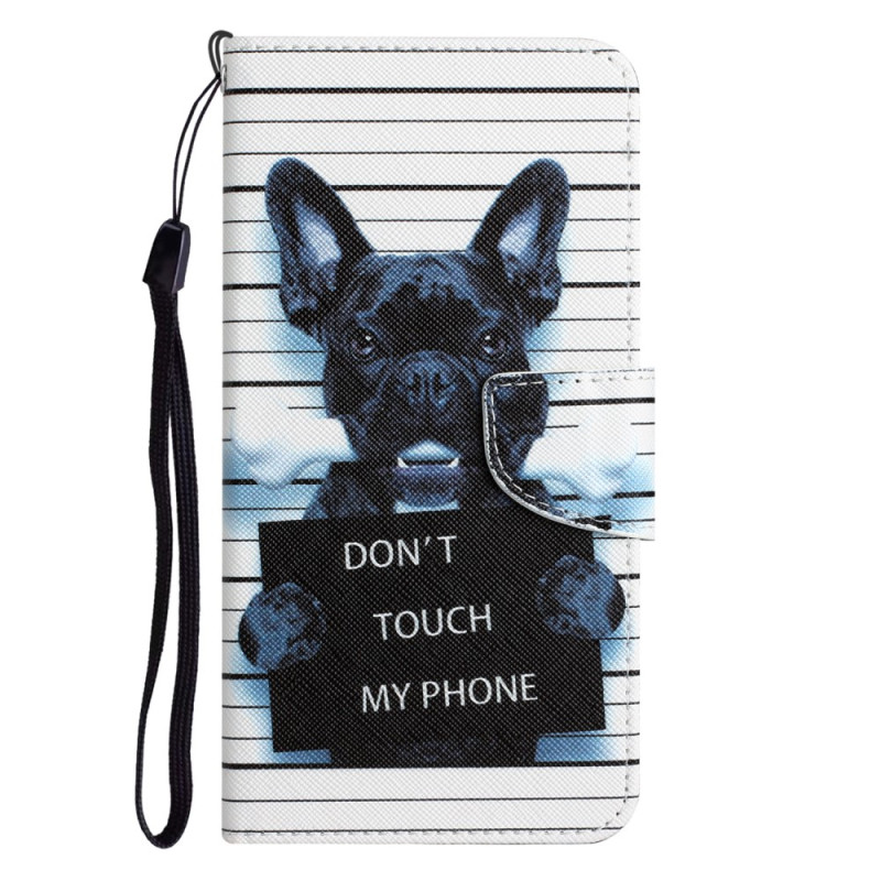 Custodia iPhone 15 Cane sospetto con cordino