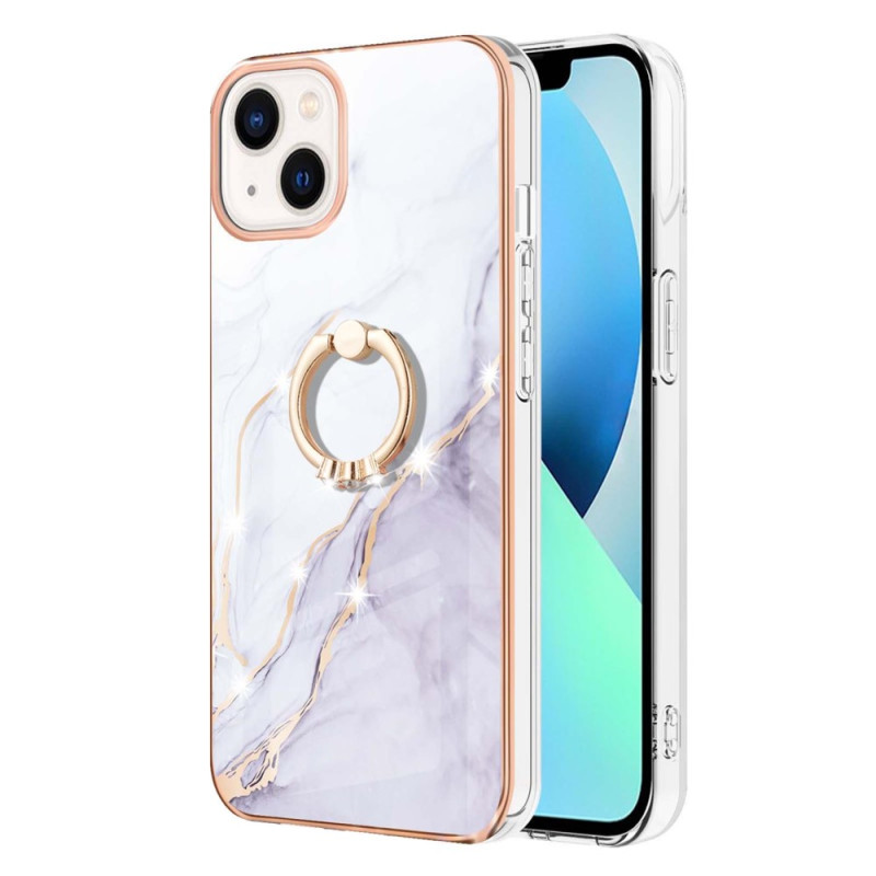 Custodia per iPhone 15 Plus in stile marmo con anello di supporto