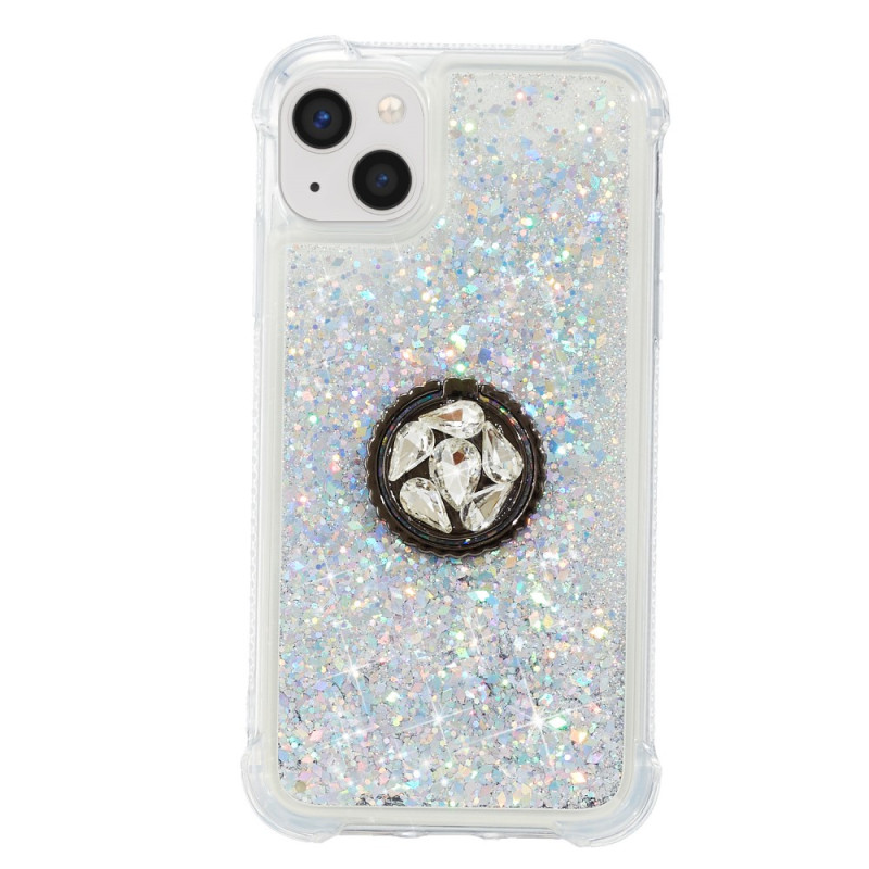 Custodia glitterata per iPhone 15 Plus con supporto ad anello