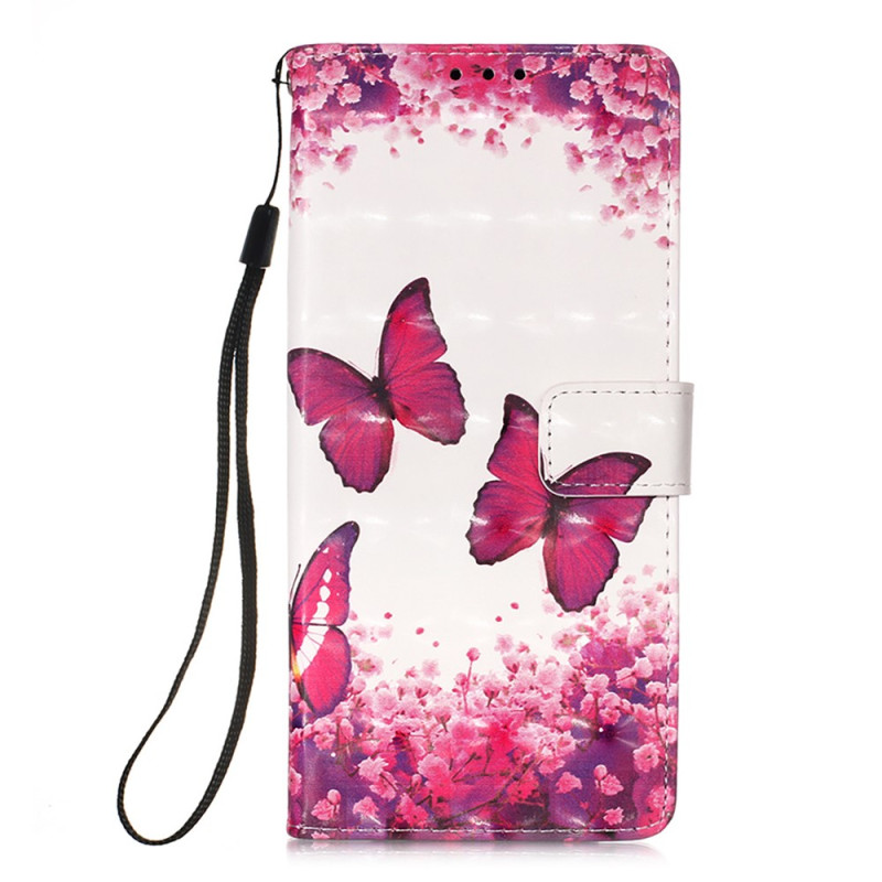 Custodia iPhone 15 Pro Piccole farfalle con cinturino