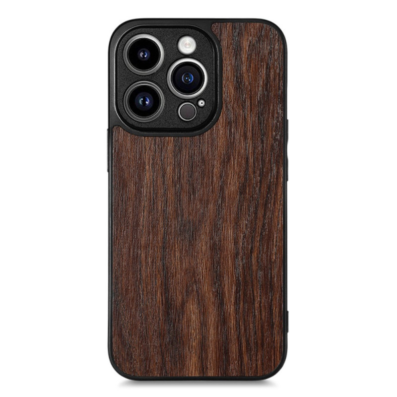 Custodia in pelle effetto legno per iPhone 15 Plus