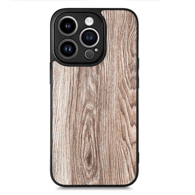 Custodia in pelle effetto legno per iPhone 15 Plus