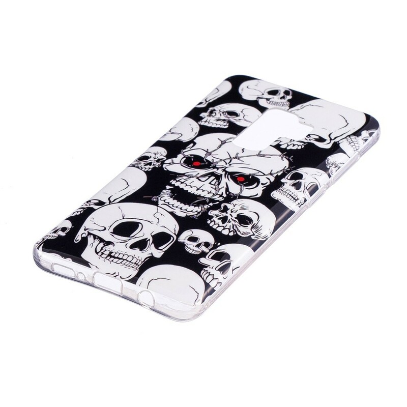 Custodia fluorescente per Samsung Galaxy S9 Caution Skulls