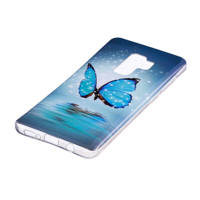 Samsung Galaxy S9 Custodia a farfalla blu fluorescente