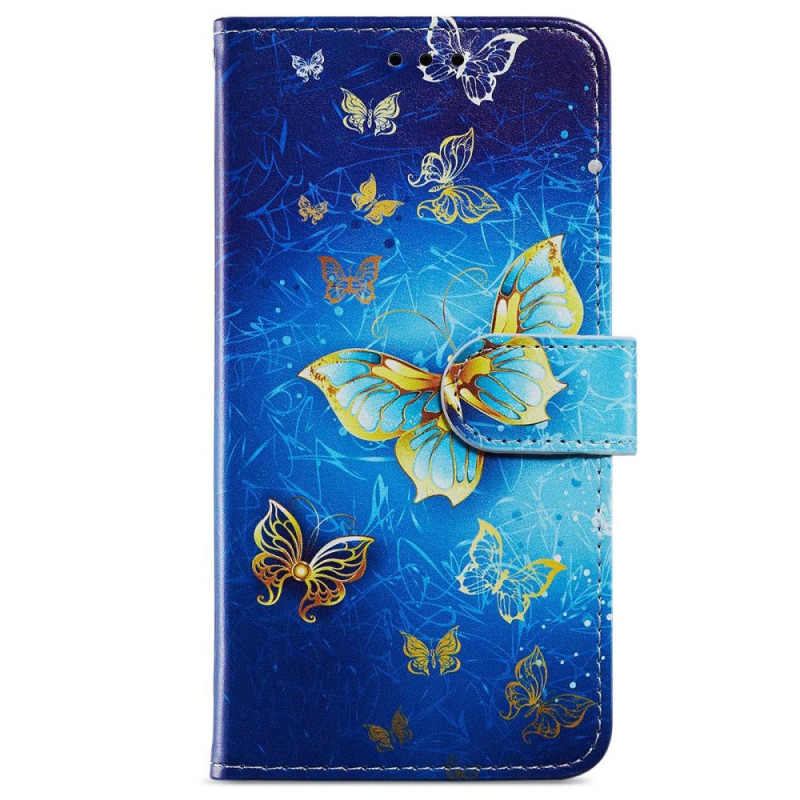 Samsung Galaxy S23 FE Blu Farfalle Cinturino Custodia