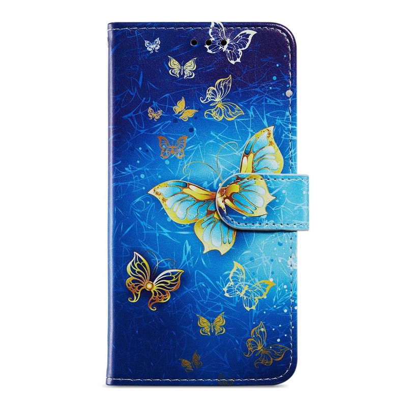 Moto G14 Custodia Oro Butterfly Design