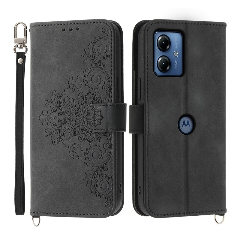 Moto G14 Cover Discreta in pizzo con cinturino e tracolla