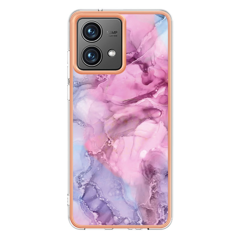 Moto G84 5G Custodia marmo
 rosa e blu