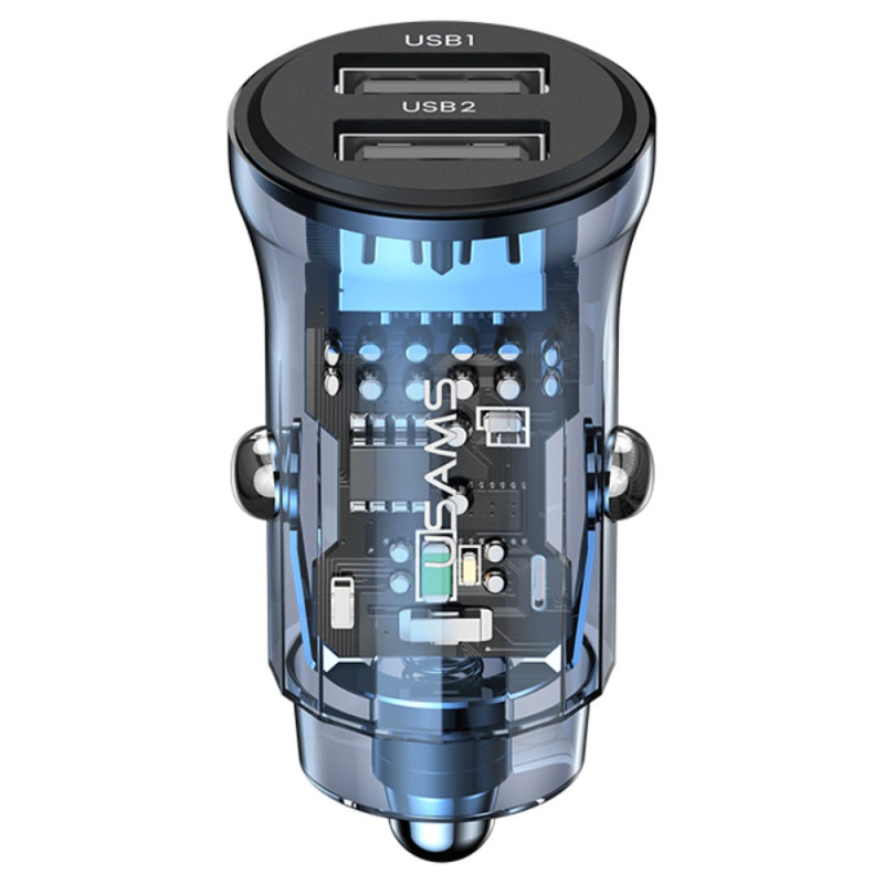Caricabatterie da auto doppia porta USB
 A+A trasparente con retroilluminazione USAMS