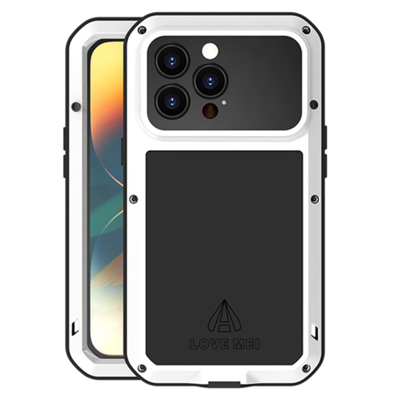 LOVE MEI iPhone 14 Pro Custodia in silicone e metallo con protezione schermo
 in vetro temperato
