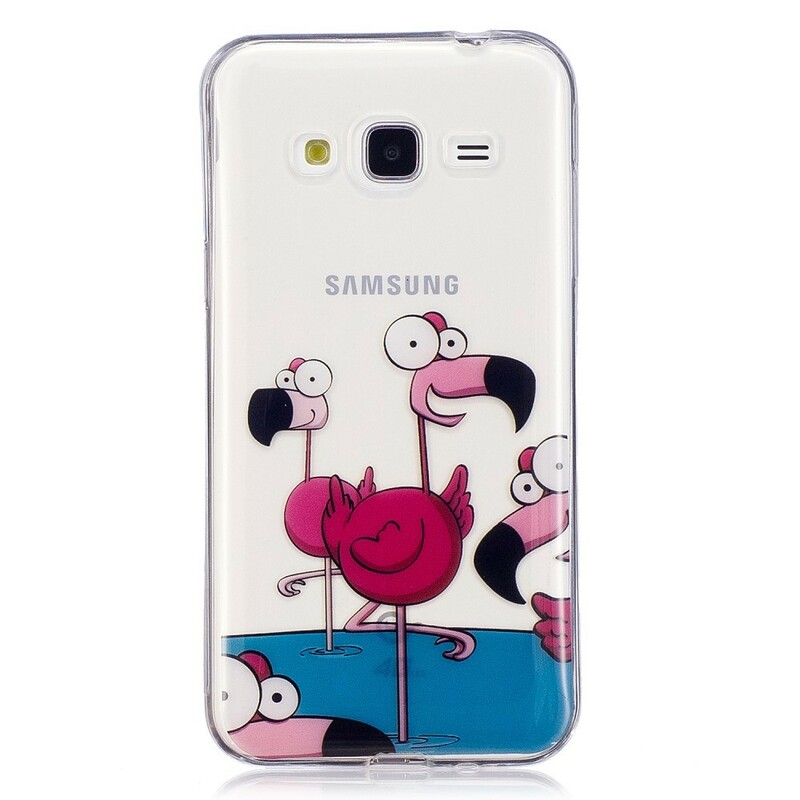 Samsung Galaxy J3 2016 Custodia divertente con fenicotteri rosa