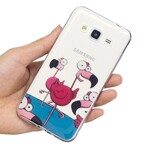 Samsung Galaxy J3 2016 Custodia divertente con fenicotteri rosa