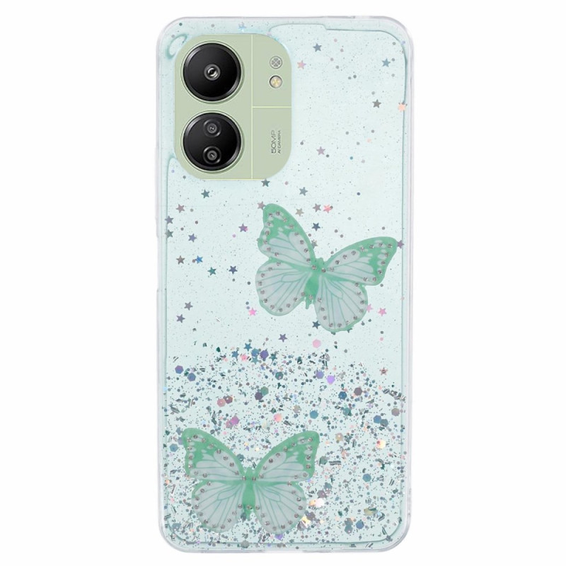 Xiaomi Redmi 13C / Poco C65 Due farfalle Glitter Case