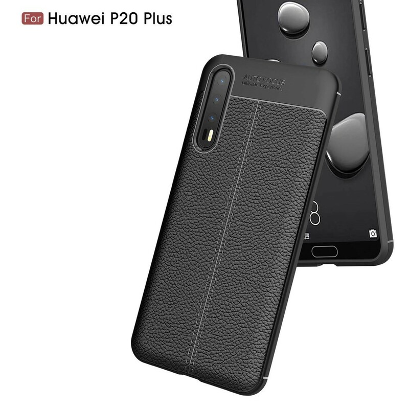 Huawei P20 Pro Custodia in pelle Litchi Doppia linea